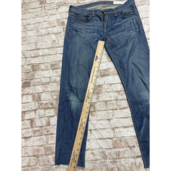 RAG & BONE Mid-Rise Ankle Skinny Jeans Size 25 (Measure 30” ) Distressed raw hem - Picture 2 of 4